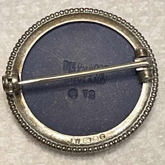 # SOLD# STERLING VTGVictorian Cameo Cupid Wedgwood Brooch Jasper Ware Pin - Picture 4 of 9